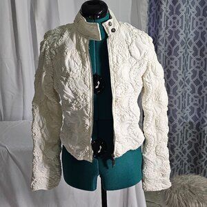 Bebe White Quilted Zip Jacket Size XS